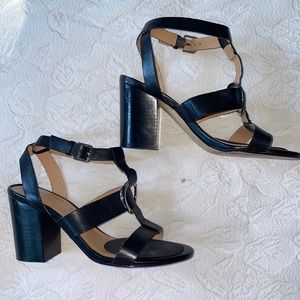 Black Strappy Marc Fisher Walina Block Heels
